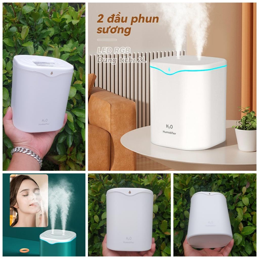 Máy phun sương tạo ẩm siêu mịn xông tinh dầu H2O, dung tích 2L bản đặc biệt, tạo độ ẩm phòng điều hòa loại tốt