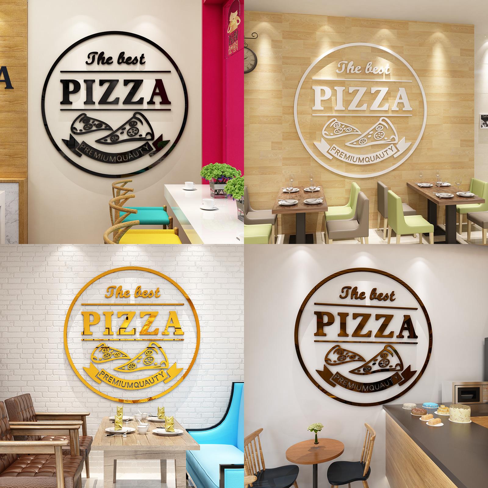 Tranh mica dán tường - Trang trí tường cửa hàng bánh pizza, nhà hàng đồ ăn nhanh, burger, gà rán