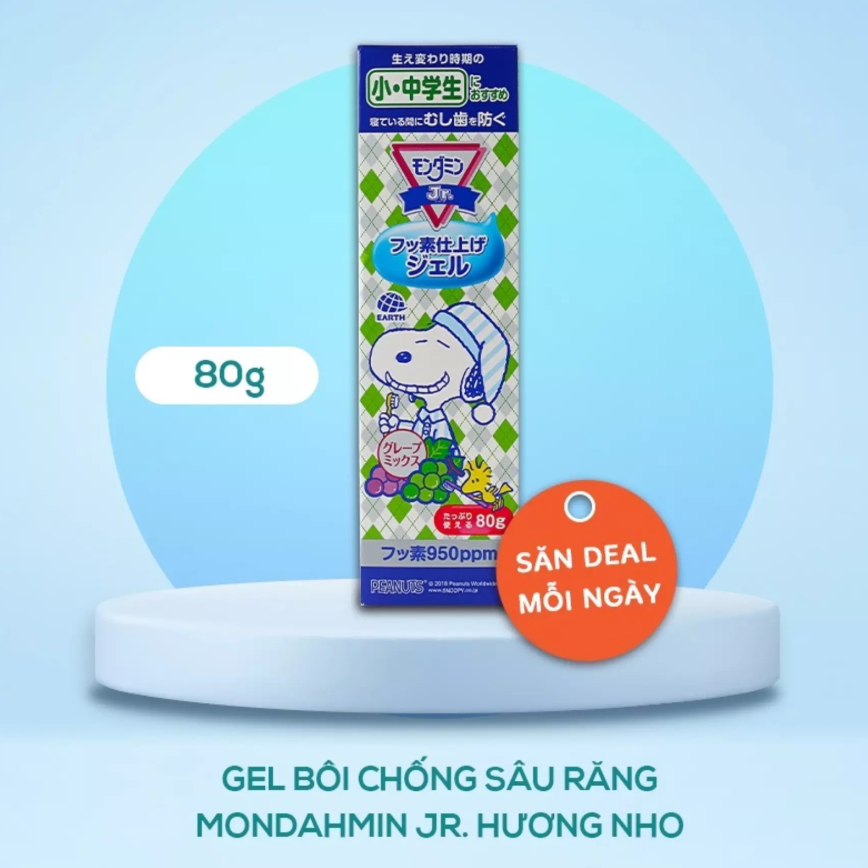 Gel Bôi Chống Sâu Răng Cho Trẻ Từ 6-15 Tuổi Nhật Bản Mondahmin Jr Hương Nho Tuýp 80g