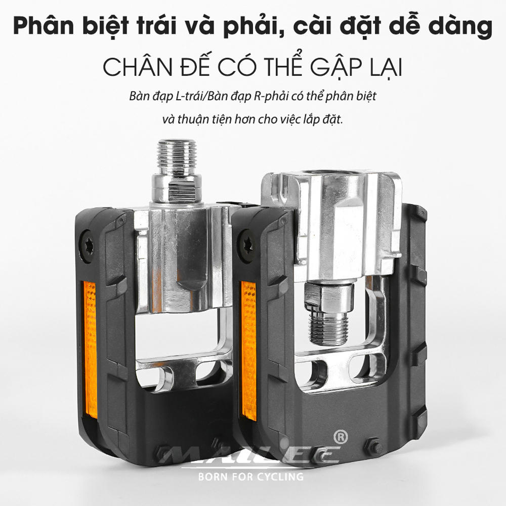 Bàn Đạp Xe Đạp Gấp 90 độ Hợp Kim Nhôm Chống Trượt YK-07, trục bi DU đôi, Dành Cho Xe Đạp Leo Núi, Gấp Gọn, Phụ Kiện Đi Xe Ngoài Trời - Mai Lee