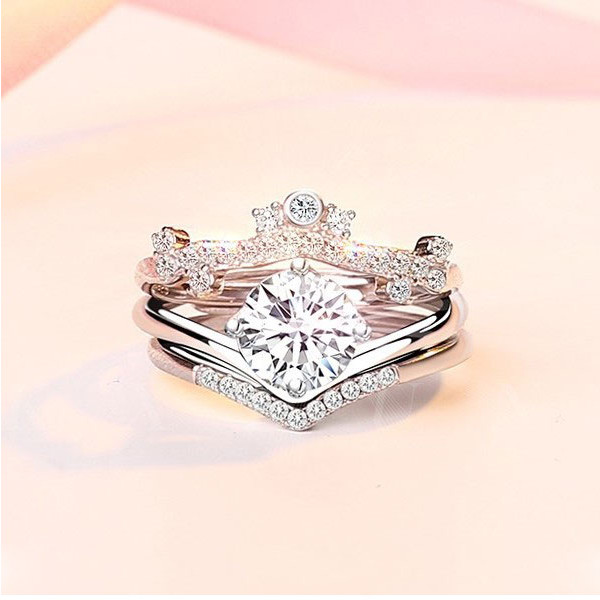 Nhẫn Nữ | Nhẫn Nữ Xi Bạc 3 Trong 1 Hình Vương Miện Đính Đá XBN36 - Bảo Ngọc Jewelry