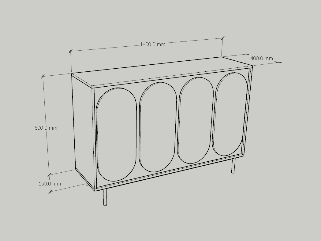 [Happy Home Furniture] SWEETY, Tủ đựng đồ 4 cửa mở - chân sắt, 140cm x 40cm x 95cm ( DxRxC), TCM_062