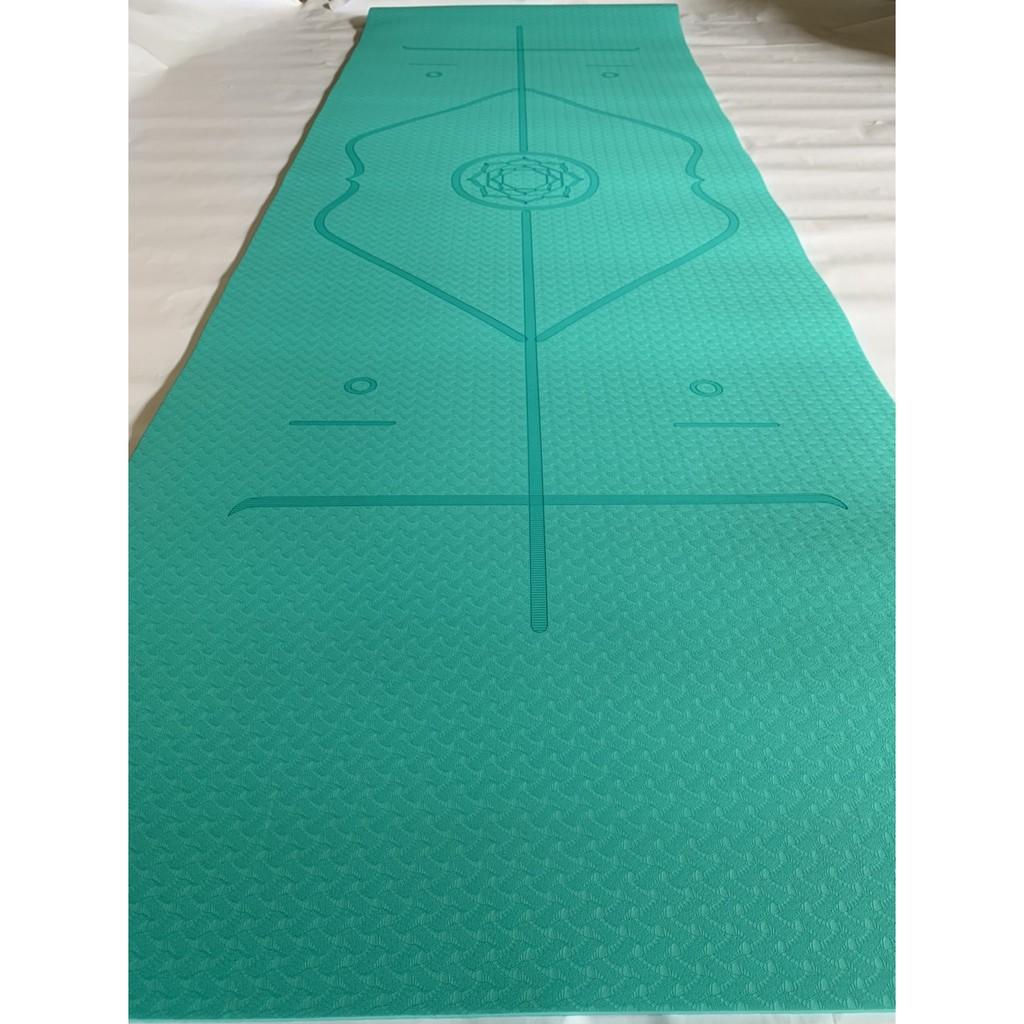 Thảm yoga TPE 1 lớp định tuyến Xanh Ngọc Cao Cấp(dày 6mm và 8mm)-Tặng bao đựng thảm to chống nước | KHỞI NGUYÊN SPORT