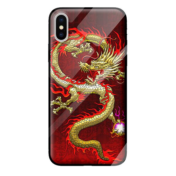 Ốp kính cường lực cho iPhone XS nền rồng 1 - Hàng chính hãng