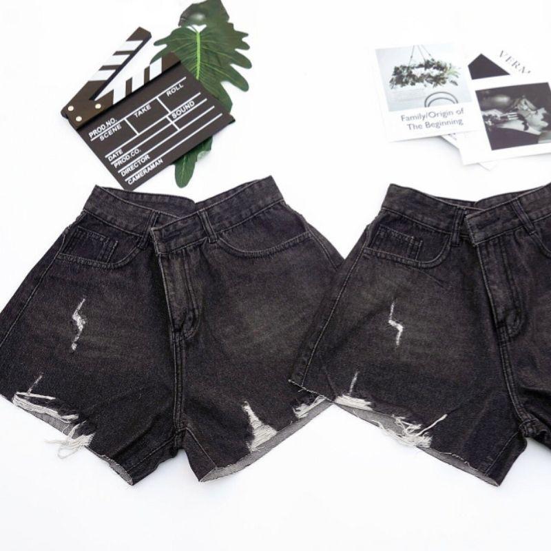 Quần Sort Jean Bigsize QC Đen Xám Rách Mã05