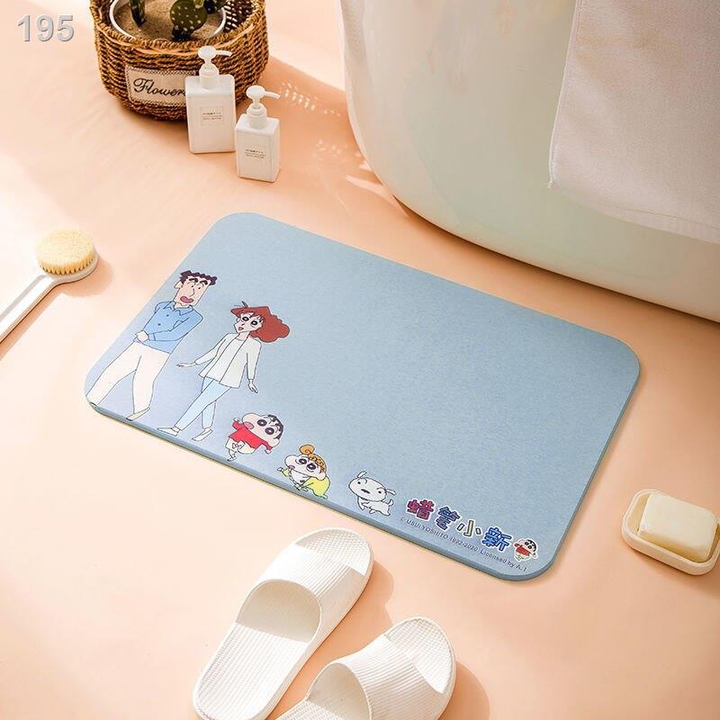 Crayon Shin-chan bùn tảo cát phòng tắm chống trượt điatomaceous đất tự nhiên miếng đệm chân thấm hút và nhanh khô b
