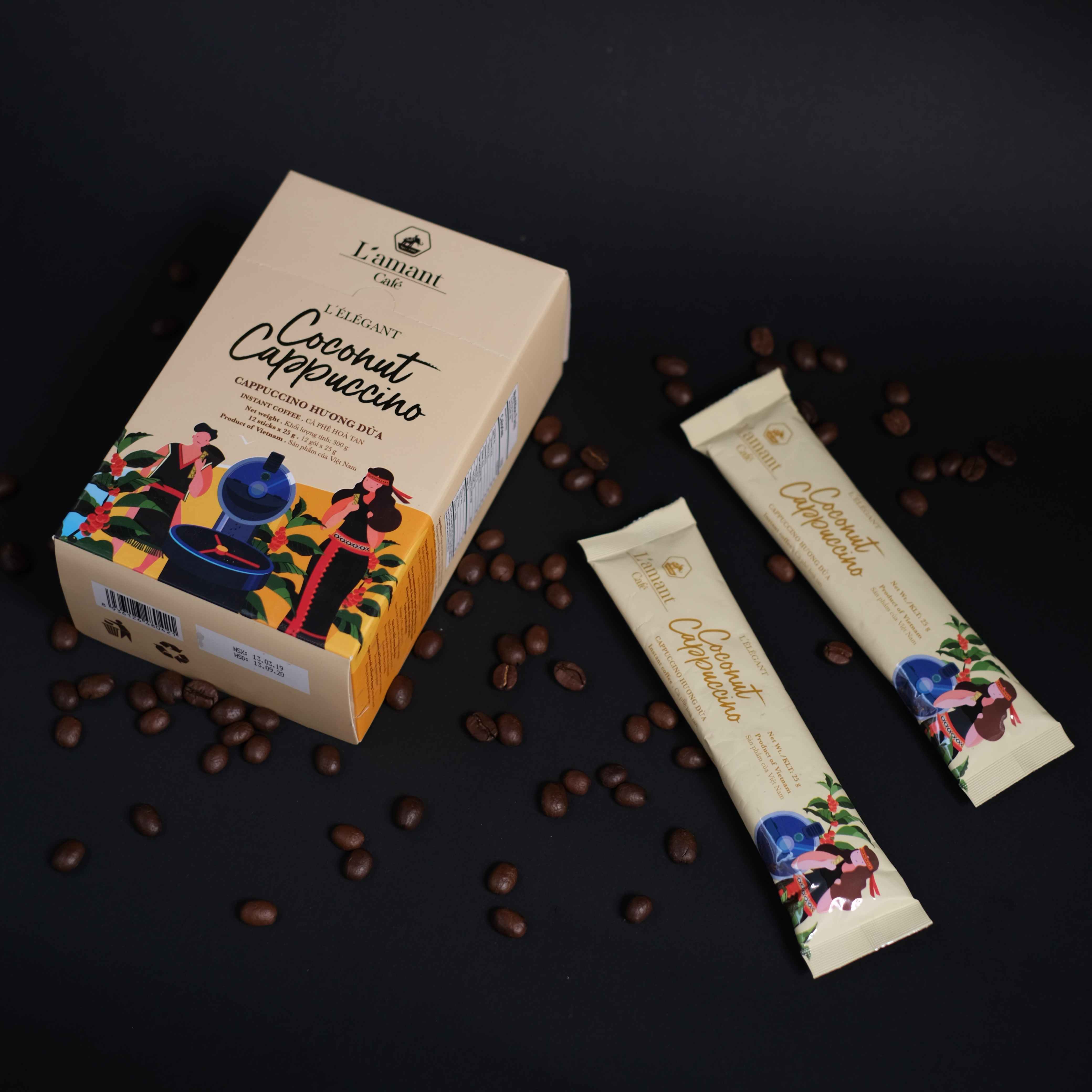 Cà phê hòa tan Coconut Cappuccino (Hộp 300g x 12 gói)