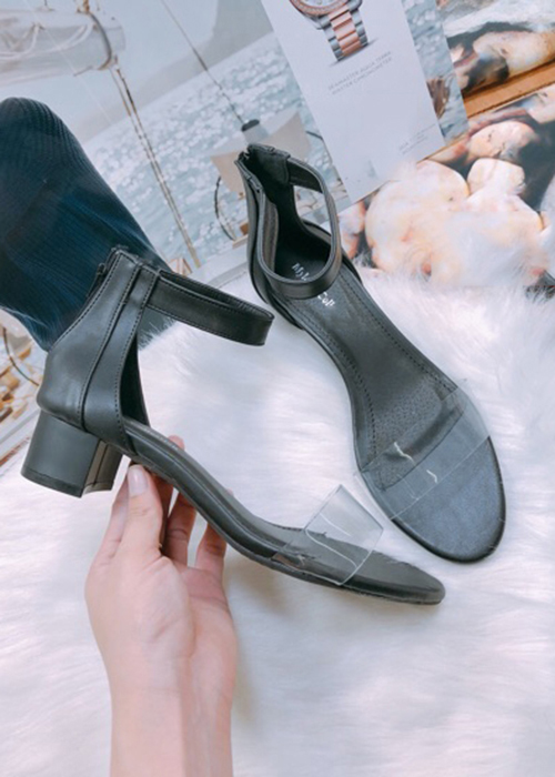 Giày sandal cao gót , cao 3cm phối mika, phối dây kéo mềm da MT141