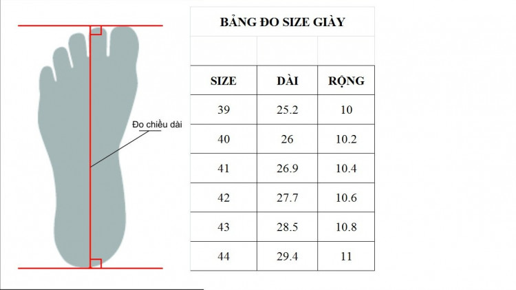 Káº¿t quáº£ hÃ¬nh áº£nh cho báº£ng Äo size giÃ y dÃp