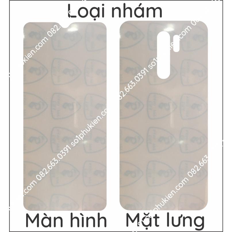 Dán PPF cho Xiaomi Redmi 9 loại trong,nhám. da cá sấu cho màn hình, mặt lưng, full body lưng viền siêu bảo vệ