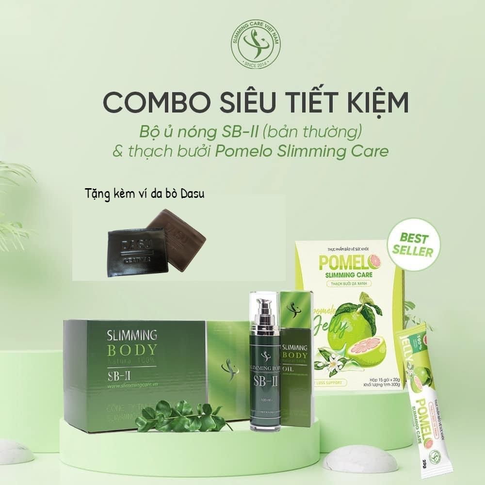 Combo Bộ Ủ Nóng Tan Mỡ SLIMMING BODY 2 hỗ trợ giảm mỡ Bụng Đùi và Thạch bưởi da xanh Pomelo Slimming Care hỗ trợ giảm cân an toàn ( Tặng kèm ví da bò )