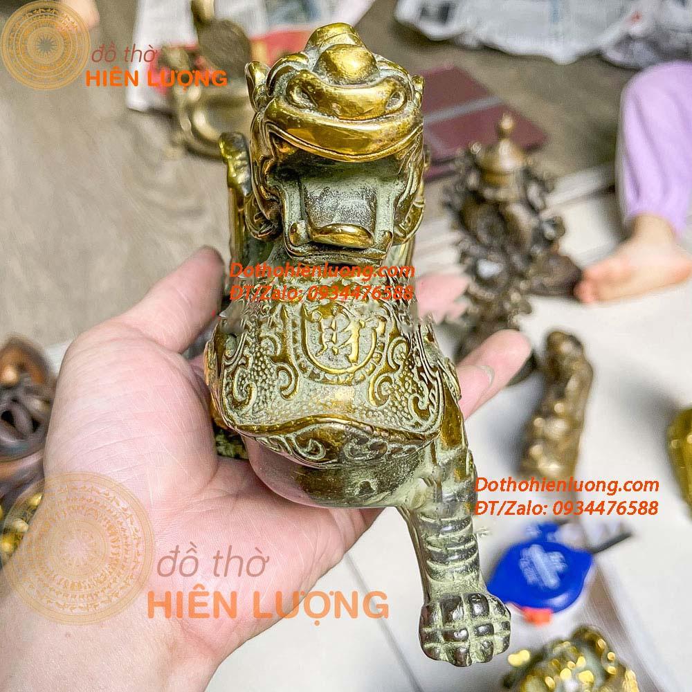 Đôi Tỳ Hưu Như Ý Màu Xanh Giả Cổ Kích Thước 23x8x13cm, Nặng 2,4kg/đôi Bằng Đồng Nguyên Chất Đẹp - Đồ Thờ Hiên Lượng