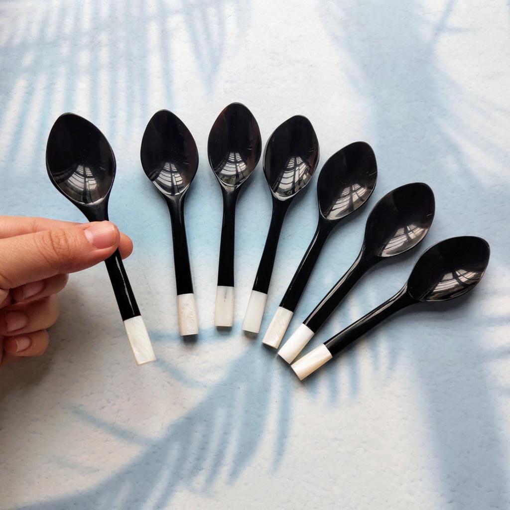 Thìa Sừng Mini Cán Trai Trắng, Thìa Xúc Nhỏ, Xúc Gia Vị, Sữa Chua, Chụp Ảnh Decor Xinh Xắn