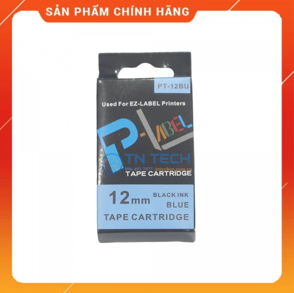 Nhãn in CASIO PT-12BU - Chữ đen nền xanh dương 12MM x 8M - Dùng cho máy in nhãn CASIO [Hàng nhập khẩu]