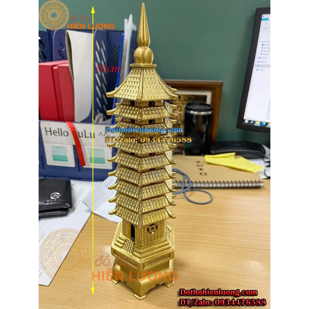 Tháp Văn Xương 9 Tầng Loại Đẹp Đúc Nguyên Khối Bằng Đồng Cao 30cm