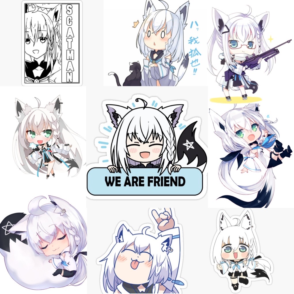 Ảnh Sticker Shirakami Fubuki Sticker 30-60 cái ép lụa khác nhau/Hình dán vtuber Hololive Shirakami fubuki