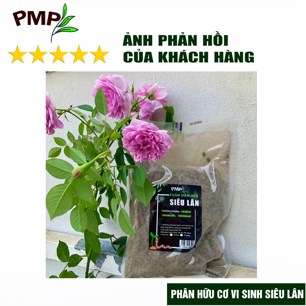 Phân tan chậm vi sinh siêu lân PMP bón cho hoa, cây cảnh, rau sạch dạng viên nén 1kg