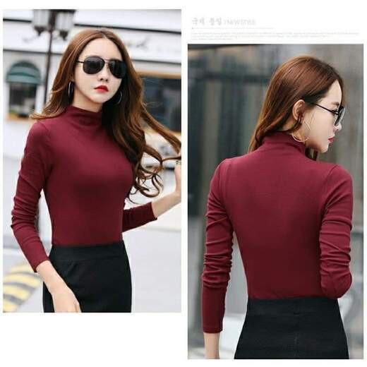 Áo giữ nhiệt nữ lót nỉ cổ 3 phân hàng loại 1 phom chuẩn chất đẹp không bai xù
