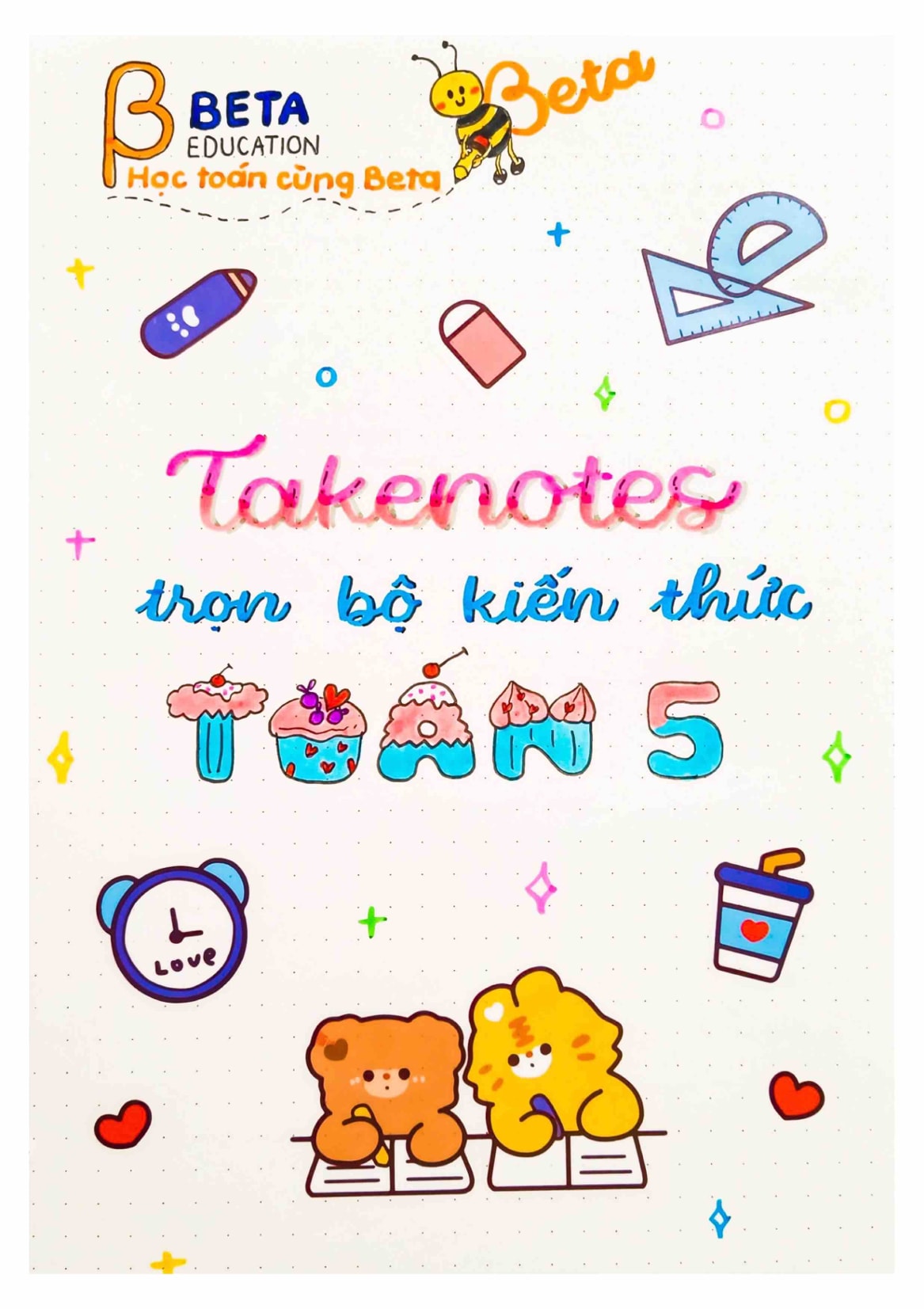 Sổ Takenote trọn bộ kiến thức Toán 5 trang trí sticker- Dễ học và ghi nhớ