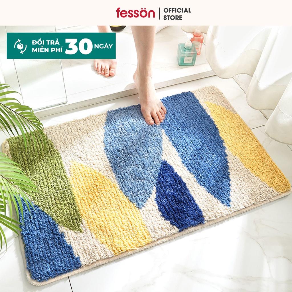 Thảm lau chân thấm nước 3D fesson, Thảm chùi chân chống trượt hoạ tiết lá cao cấp 45x65cm (chọn mẫu