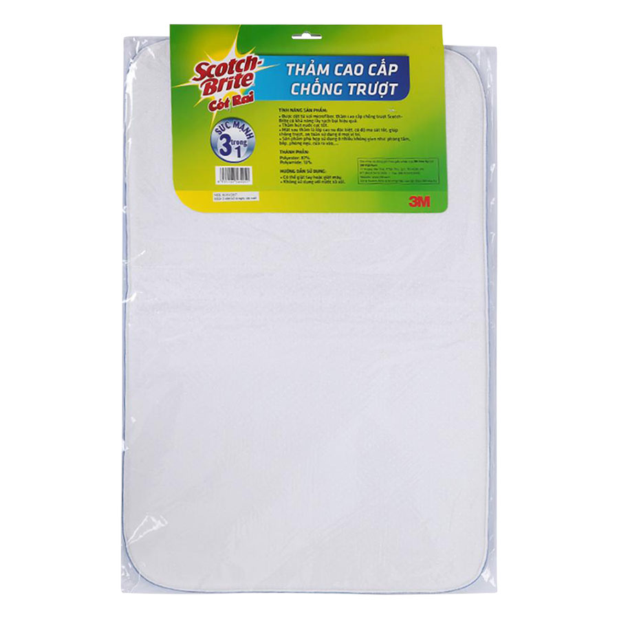 [QUÀ TẶNG ĐẶC BIỆT]  Thảm chống trượt Microfiber Scotch Brite (Cót rai) 3M 2980 cao cấp màu xám