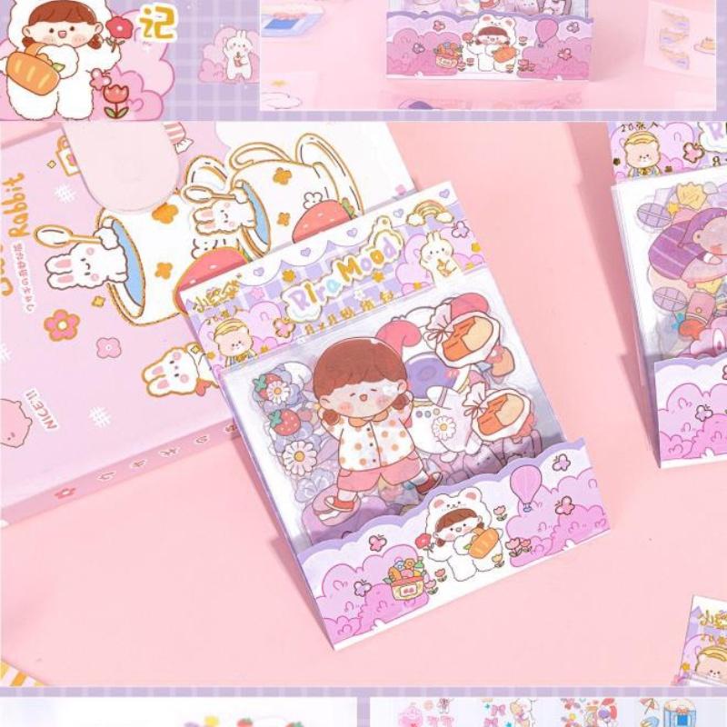 Set 20 miếng sticker cute dán vở, dán điện thoại, ...các kiểu hình cô gái, thú cưng bánh kẹo... (giao hình ngẫu nhiên)