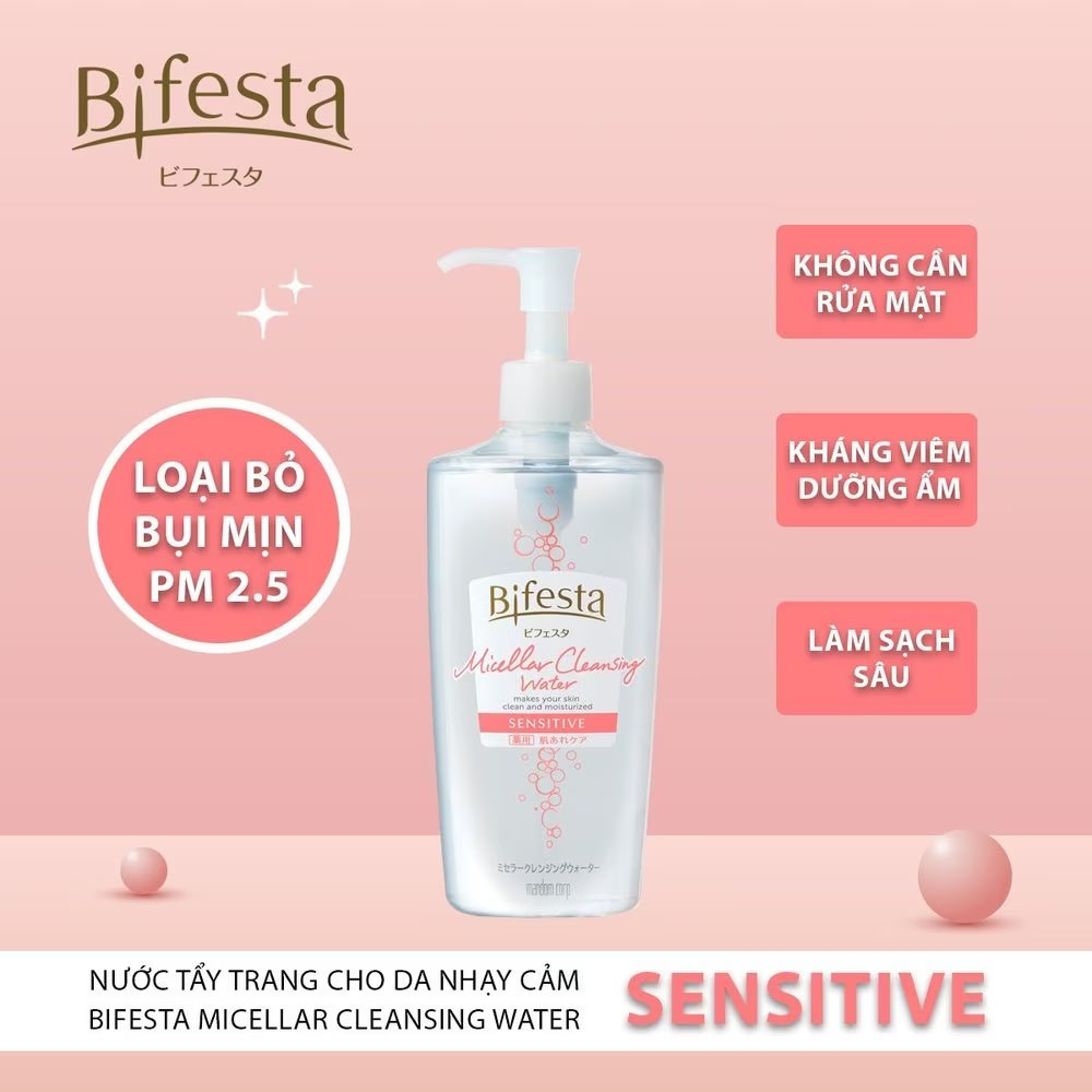 Nước Tẩy Trang Bifesta Dưỡng Ẩm&Làm Sáng Da Cho Da Nhạy Cảm Micellar Cleansing Water Sensitive 400ml