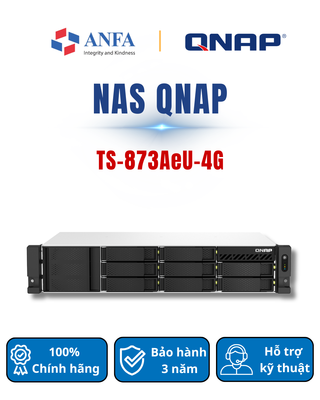Thiết bị lưu trữ Nas QNAP, Model: TS-873AeU-4G-Hàng chính hãng