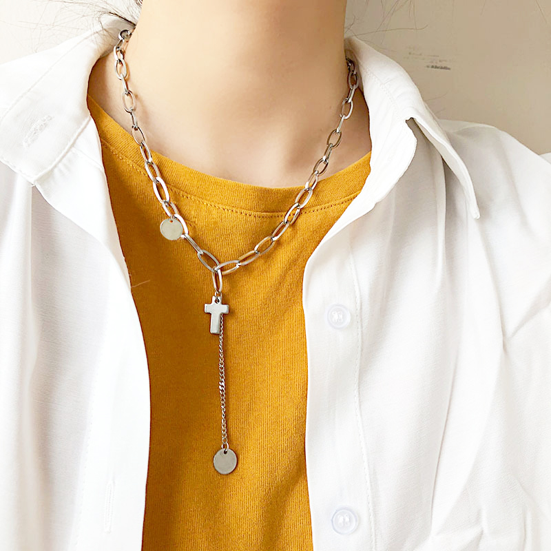 Dây chuyền mix vảy tròn chữ thập cá tính