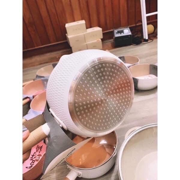 Chảo sâu chống dính màu lúa mạch 18cm dùng được cho bếp từ bếp ga