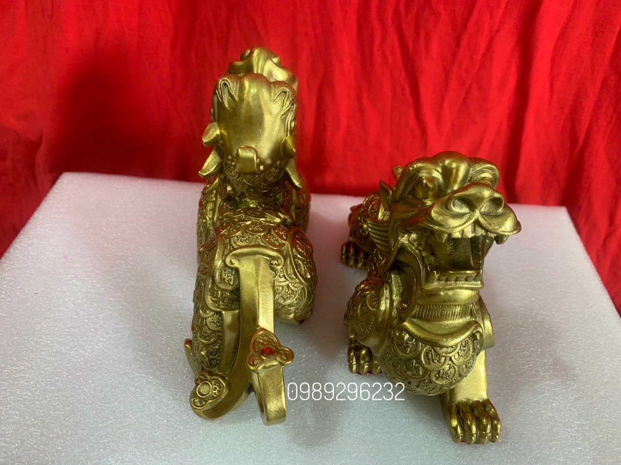 Đôi Tỳ Hưu vây tiền phong thuỷ bằng đồng