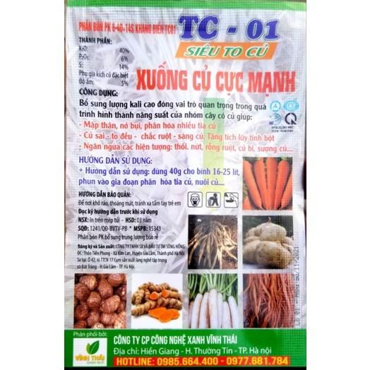 Phân bón Siêu to củ, xuống củ cực mạnh, củ sai, to đều, nặng ký