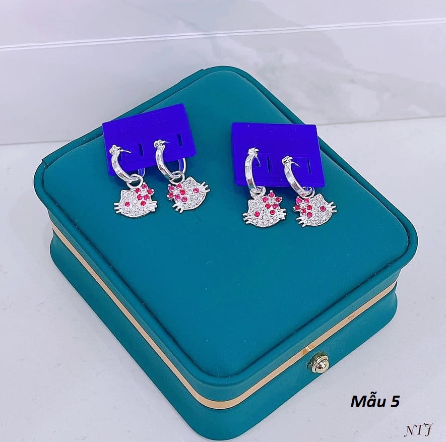 Bông tai bạc hình mèo cho trẻ em MS55