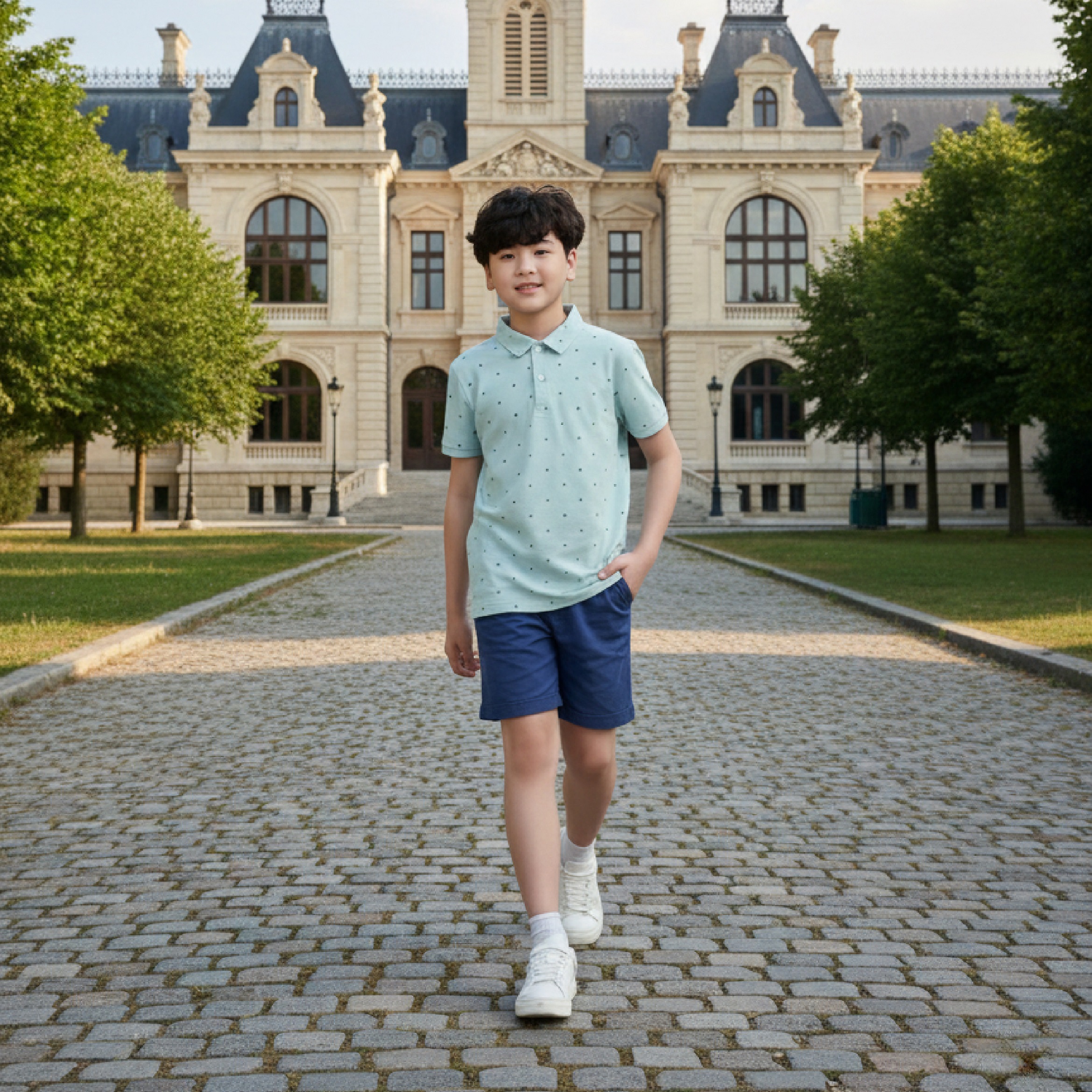 Áo polo bé trai ngắn tay Bigfox Miss Meow size đại sơ mi trẻ em nam thun cotton cá sấu cỡ 7-15 tuổi