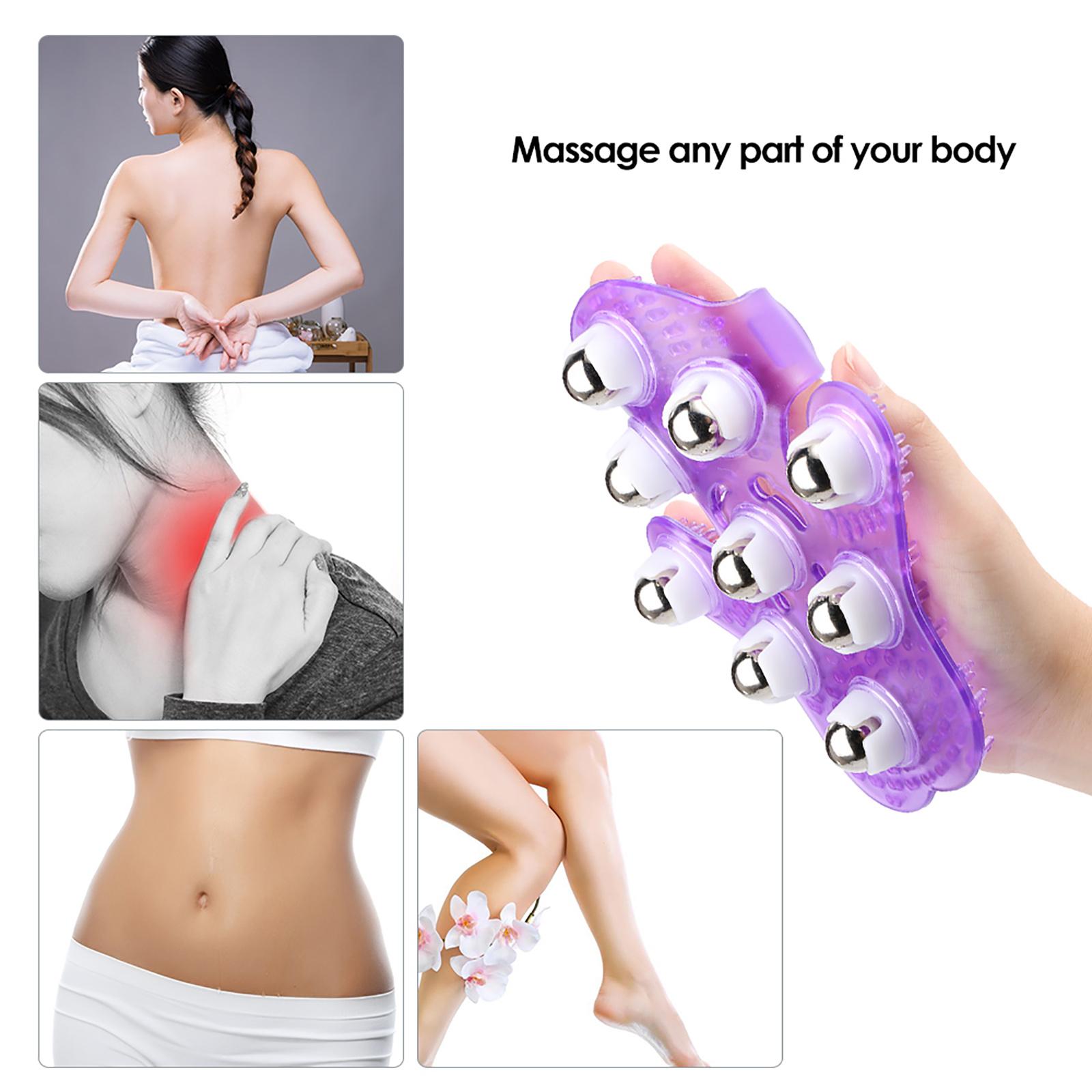 Găng tay mát xa với 9 con lăn kim loại xoay 360 độ giúp giảm đau cơ bắp