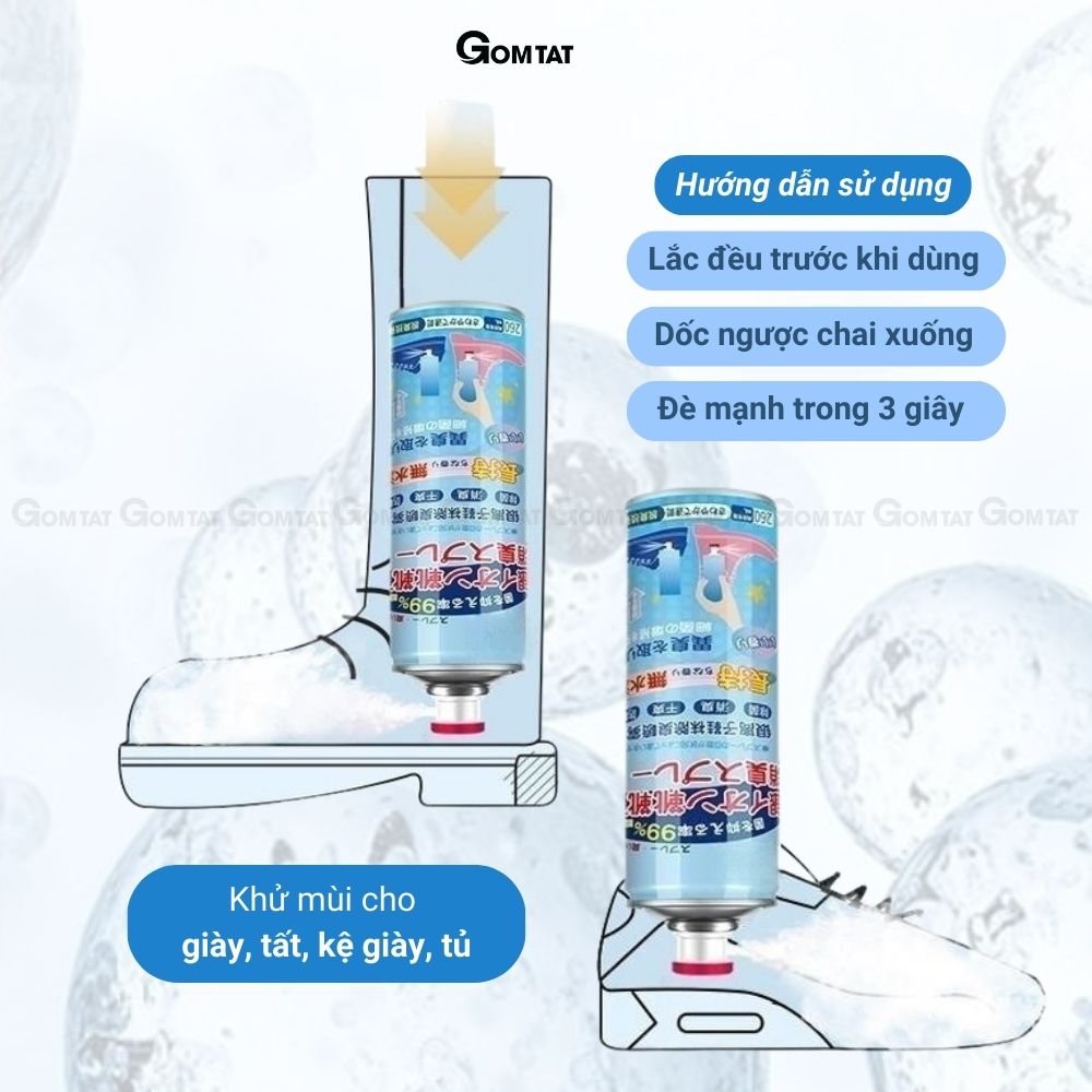 Xịt giày khử mùi chống hôi chân, xịt giày nano bạc diệt vi khuẩn hương chanh mát lạnh 260ml - DUER-XITGIAY