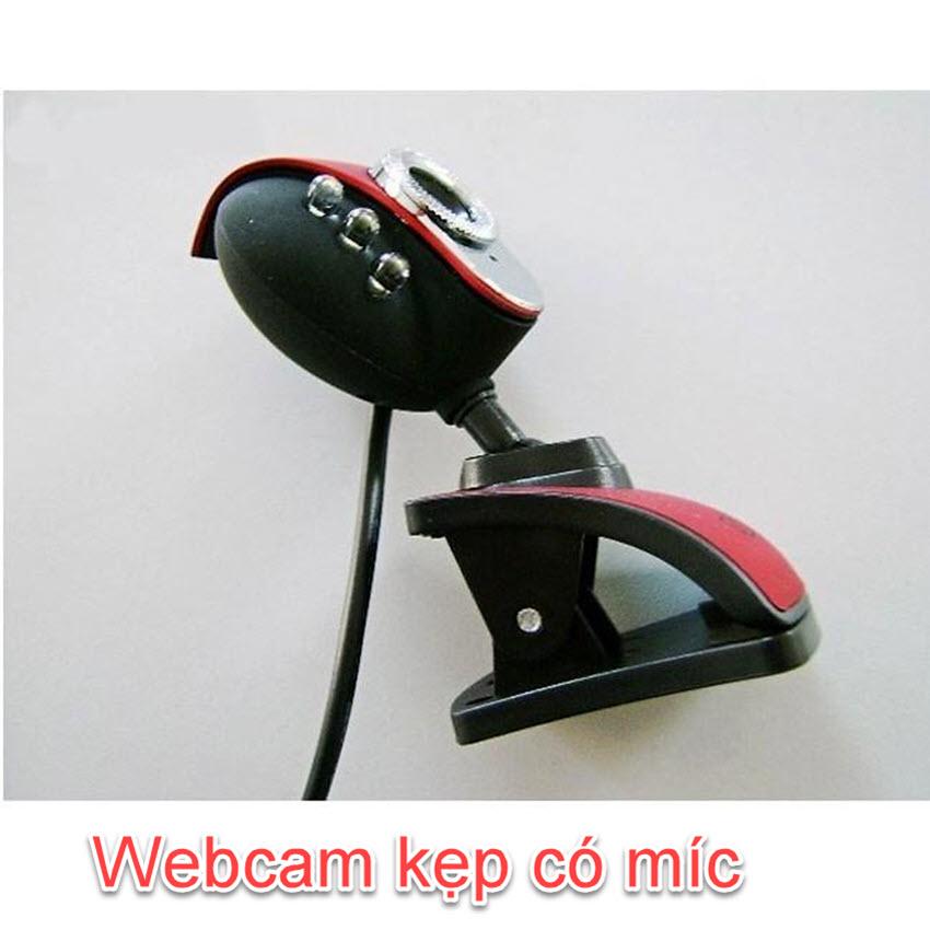 Webcam kẹp màn hình Máy tính có Mic màu đỏ đen