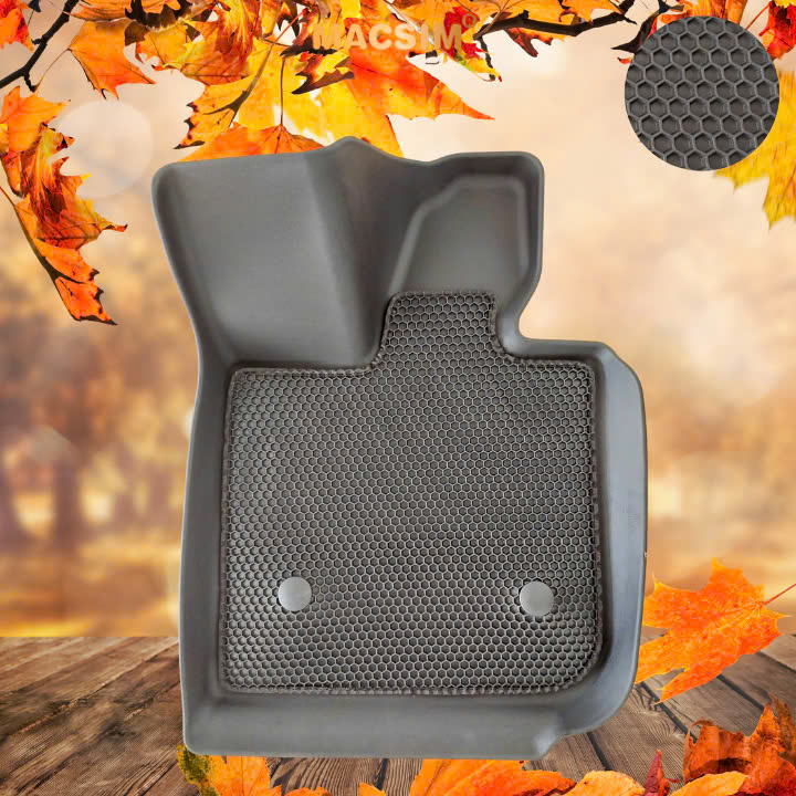 Thảm 2 lớp dạng lưới lục giác Vinfast VF7 (đen) 3 - bề mặt cao su siêu sạch - Macsim