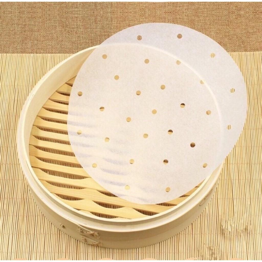 Giấy nến nướng bánh đục lỗ tròn thấm dầu chống dính cho nồi chiên không dầu 200 tờ