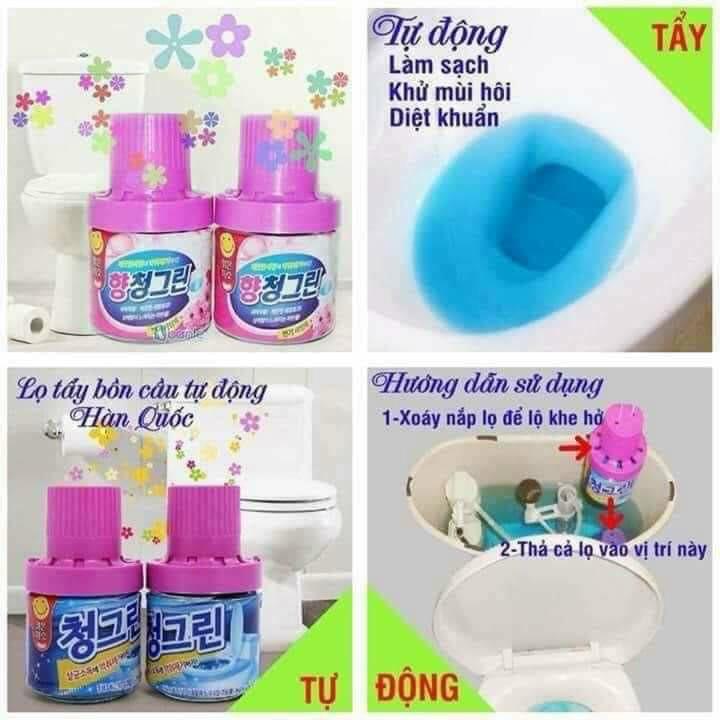 Chai thả bồn cầu khử mùi Hàn Quốc 180gr, sử dụng được 2500 lần xả. Toilet sạch bóng và thơm