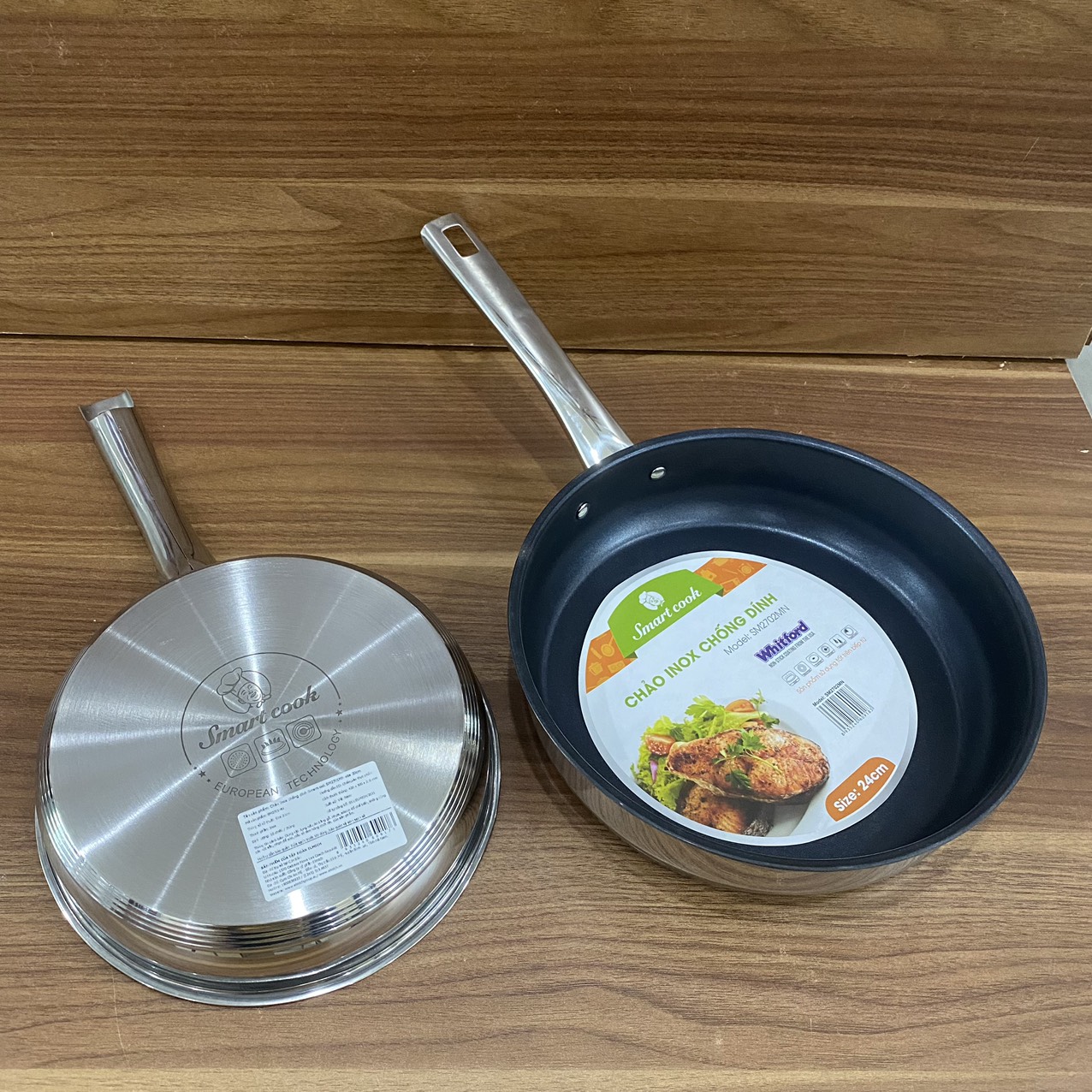 Chảo INOX Chống Dính 3 Lớp Đáy Từ Elmich SM-2701 Size 20cm, SM-2702 Size 24cm - Hàng chính hãng