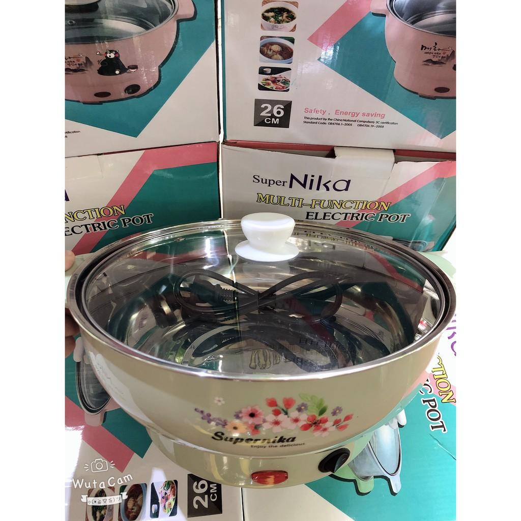 Nồi Nẩu Lẩu Điện COOKING POT SIZE 26CM, Nồi Lẩu Đa Năng - Chiên, Xào, Nấu Ăn, Nấu Lẩu Mini