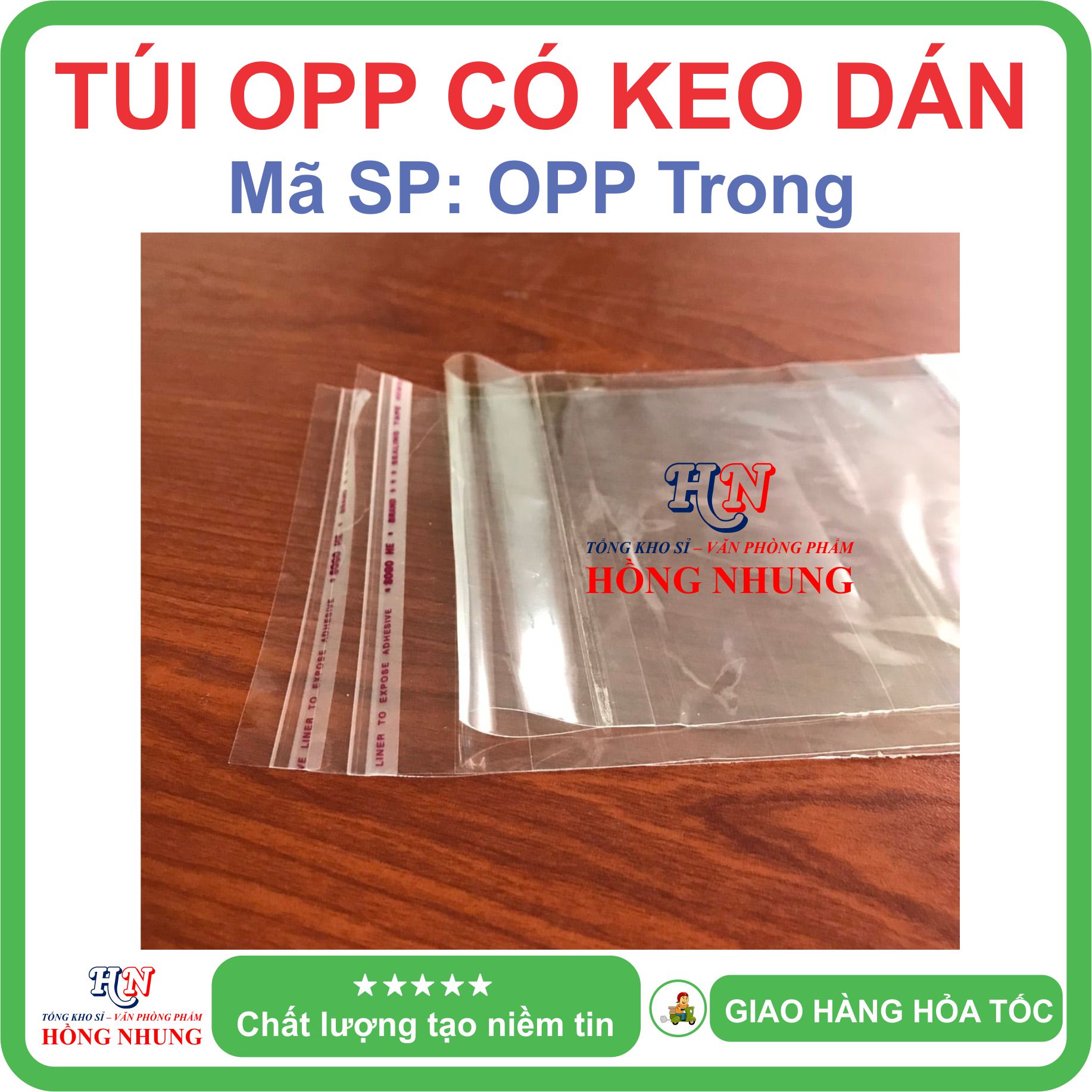 1 kg túi OPP có keo dán loại trong suốt - Chất liệu nilon dai, bóng đẹp, chắc chắn, cho bạn an tâm đóng hàng