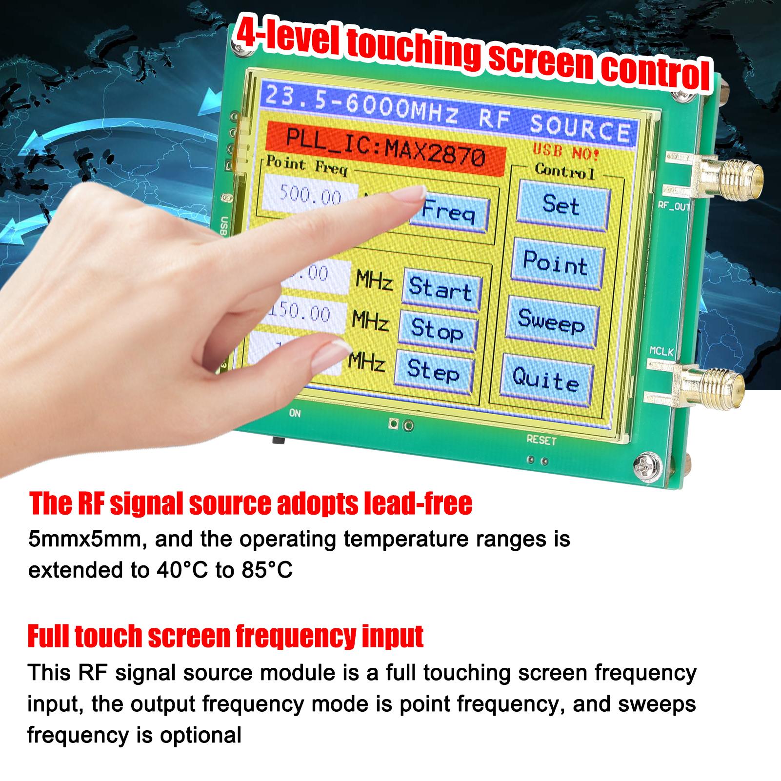 23.5-6000MHz Signal Generator 0.5PPM Low Noise Signal Source Touchable Screen PC Software Control
