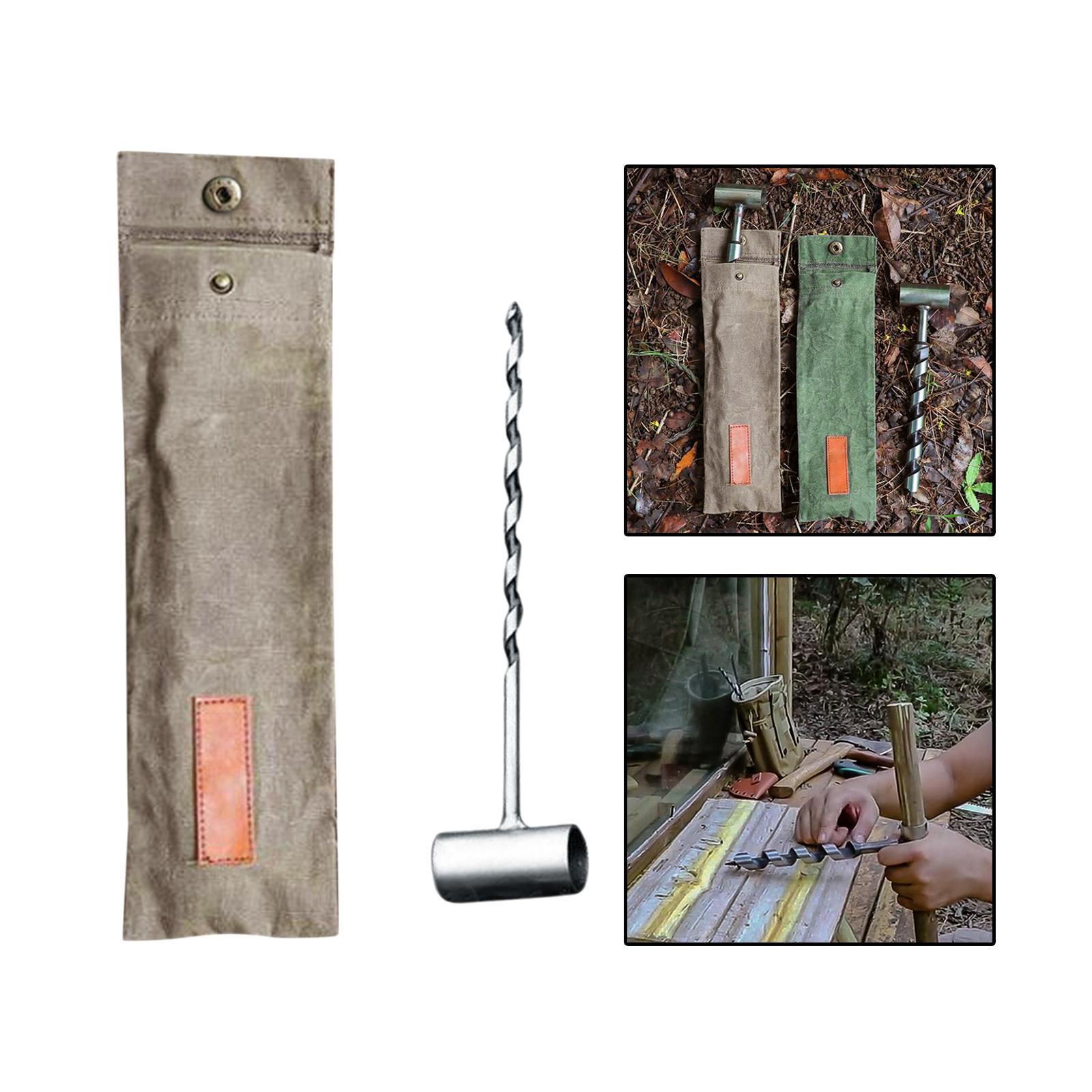 Hand Auger Wrench - Bushcraft Gear and Equipment Wood Drill Peg Survival Tool Manual Hole Maker Multitool for Camping, Hiking and Outdoor Backpacking