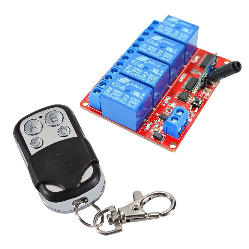 24V 4CH Wireless Remote Control Relay Switch + Receiver 433MHz