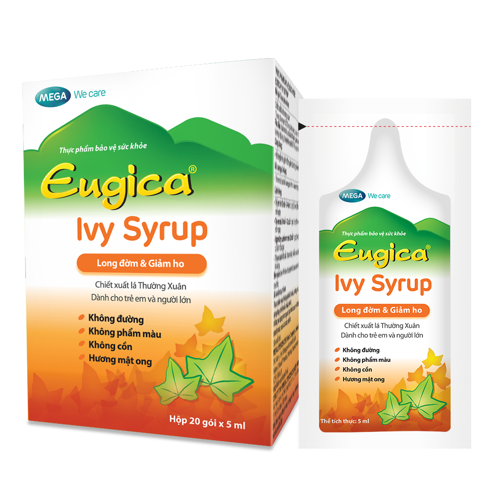 Siro thảo dược cao lá thường xuân hỗ trợ long đờm, giảm ho EUGICA IVY SYRUP (Hộp 20 gói x 5 ml)