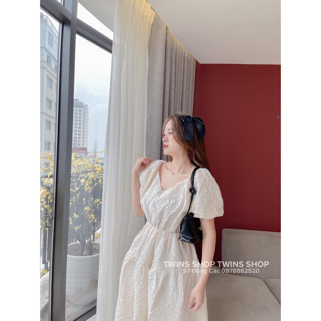 Váy xốp cổ v tay bồng 2831