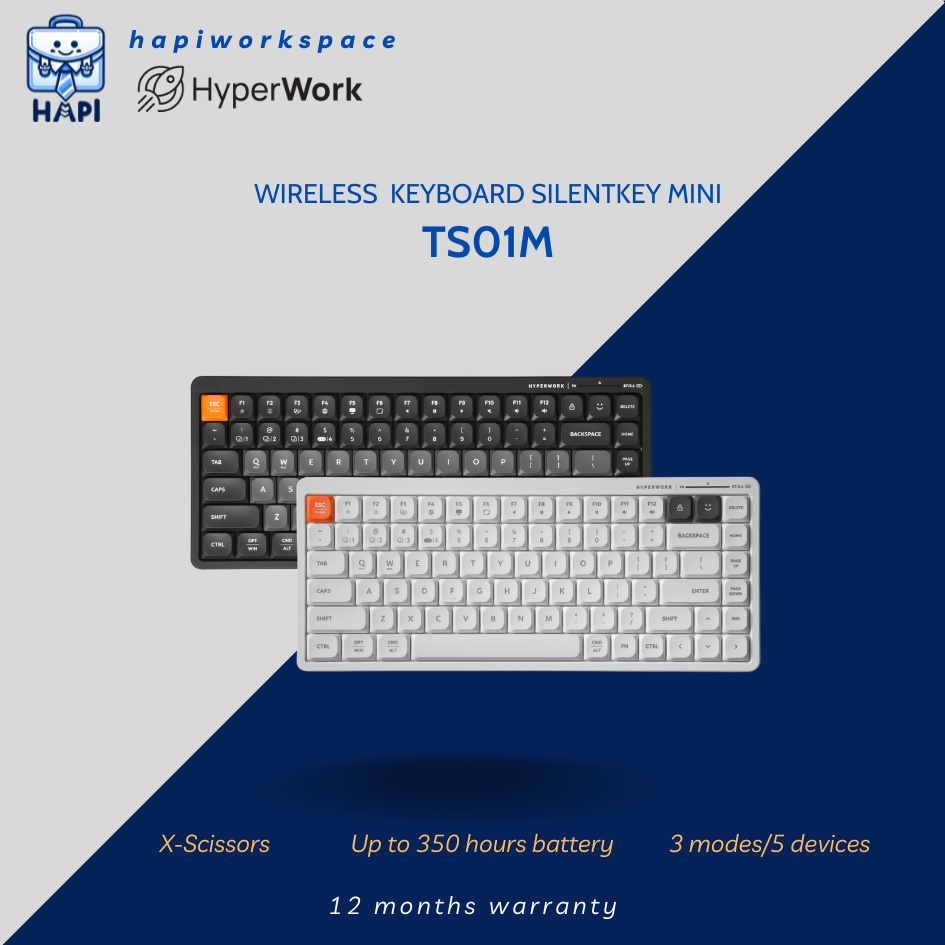 Bàn phím không dây hàng chính hãng HyperWork Silentkey Mini TS01M 75