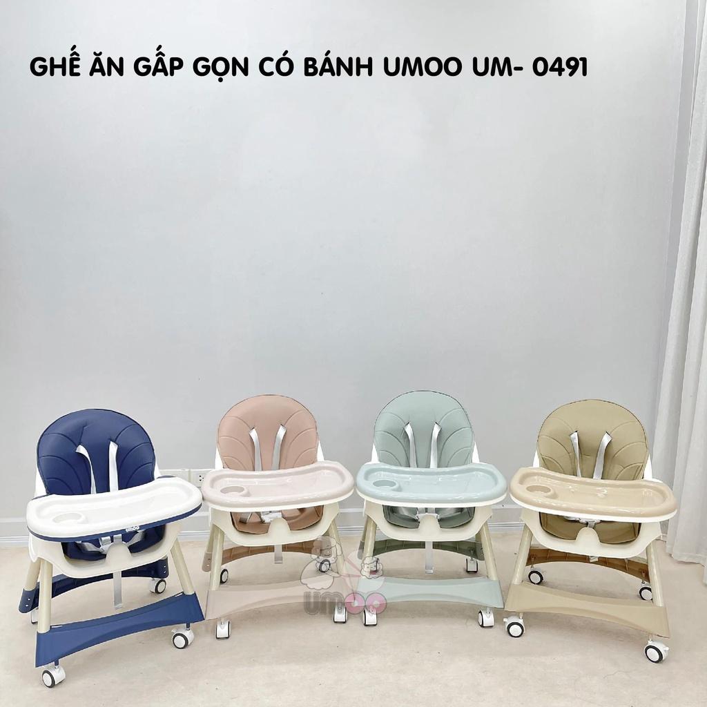 Ghế Ăn Dặm Gấp Gọn Có Bánh Xe UMOO/ V-BaBy / Honper Điều Chỉnh Độ Cao 2 Cấp Độ - Hàng nhập khẩu